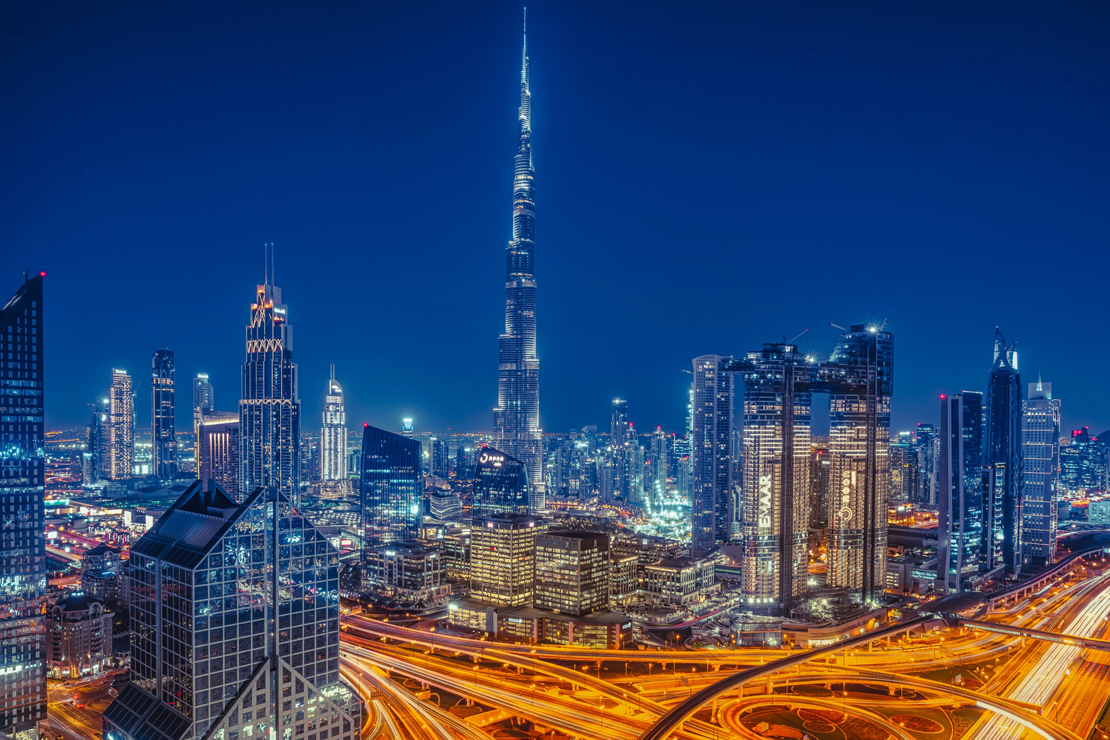Dubai financial district at night